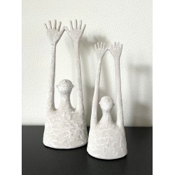 Hands Up – Set van 2 beelden – Aardewerk – Wit